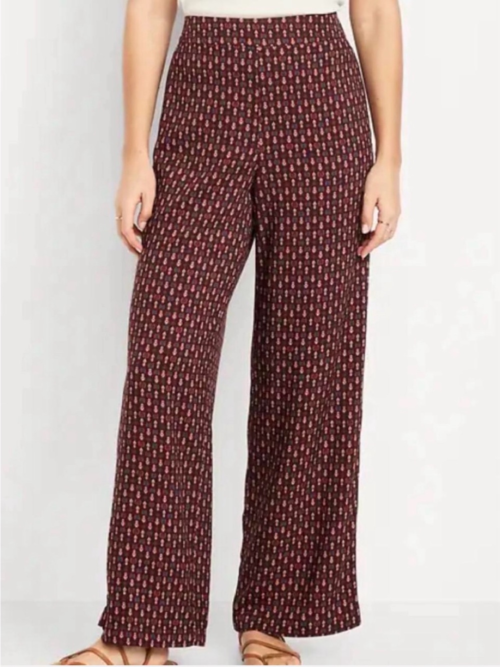 Old Navy High-Waisted Playa Wide-Leg Pants in Pumice Print size Large